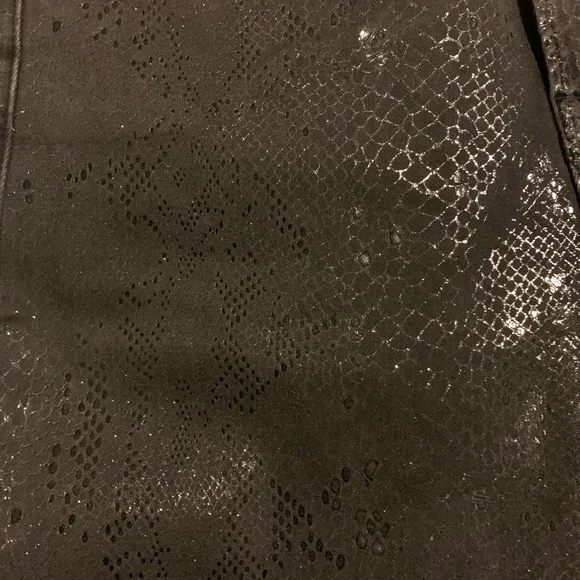 Good American Good Waist Jeans Gray Metallic Coated Snakeskin Skinny Size 8/29 - Picture 11 of 14
